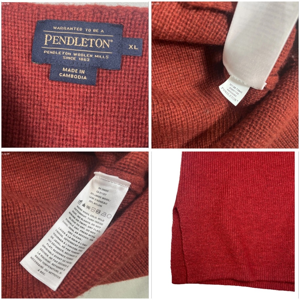 Pendleton Women's XL Sweater Red Lambswool Blend Southwest Aztec Geometric Print - Picture 10 of 13